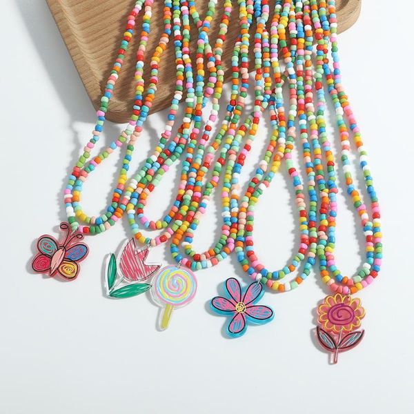pendant necklaces rainbow multicolor seed beads necklace for women simple sweet girls heart lollipop flower charms, Silver
pendant necklaces rainbow multicolor seed beads necklace for women simple sweet girls heart lollipop flower charms, Silver