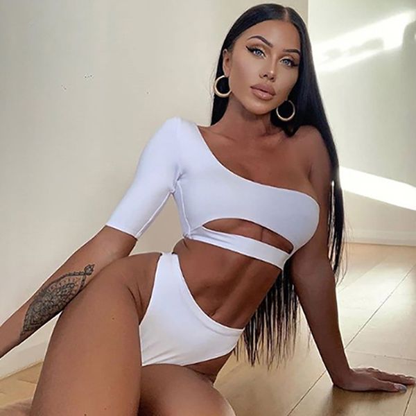 2021 new one shoulder bikini women hollow out swimsuit push up swimwer high wist bikini set solid bthing suits bechwer, White;black
2021 new one shoulder bikini women hollow out swimsuit push up swimwer high wist bikini set solid bthing suits bechwer, White;black