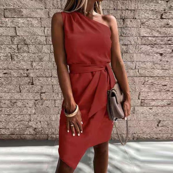 2021 new women one shoulder party fashion irregular belt design mini es office lady elegant solid casual vestidos p7wy, Black;gray
2021 new women one shoulder party fashion irregular belt design mini es office lady elegant solid casual vestidos p7wy, Black;gray