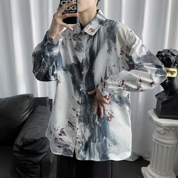 spring new ink splashing printing shirt men's korean trend loose long sleeve youth leisure student top, White;black
spring new ink splashing printing shirt men's korean trend loose long sleeve youth leisure student top, White;black