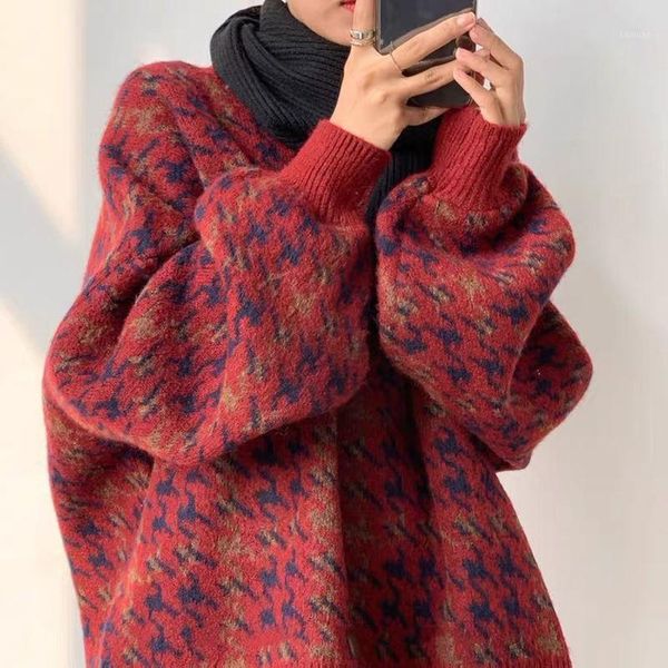 streetwear houndstooth thick women sweater vintage loose all-match knitting fashion oversize lantern sleeve female pullover women's sw, White;black
streetwear houndstooth thick women sweater vintage loose all-match knitting fashion oversize lantern sleeve female pullover women's sw, White;black