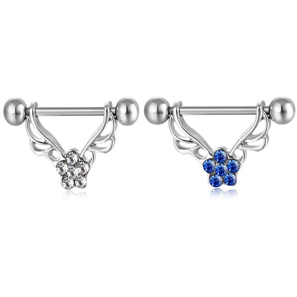 d0999 flower nipple ring mix colors, Silver 
d0999 flower nipple ring mix colors, Silver