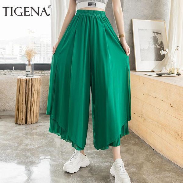 women's pants & capris tigena summer thin chiffon wide leg women 2021 casual solid ankle length slit loose pleated female green trouser, Black;white
women's pants & capris tigena summer thin chiffon wide leg women 2021 casual solid ankle length slit loose pleated female green trouser, Black;white
