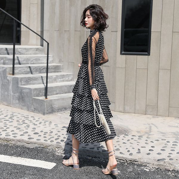fashion new chiffon dress transparent long-sleeved polka dot dress ladies elegant temperament long dress 210306, Black;pink
fashion new chiffon dress transparent long-sleeved polka dot dress ladies elegant temperament long dress 210306, Black;pink