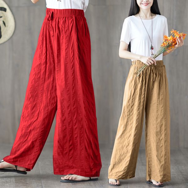 2021 spring summer new plus size vintage loose women cotton and linen casual elastic waist wide leg pants lj2303 864b, Black;white
2021 spring summer new plus size vintage loose women cotton and linen casual elastic waist wide leg pants lj2303 864b, Black;white