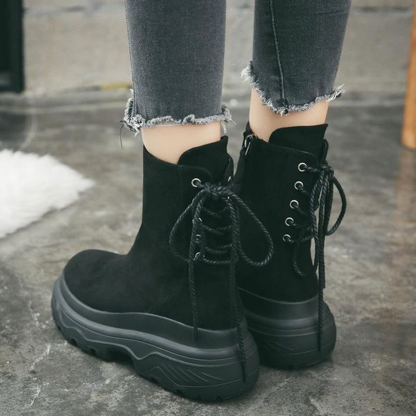 boots 2021 women winter ankle flock waterproof platform lace-up spring autumn ladies size 34-40, Black
boots 2021 women winter ankle flock waterproof platform lace-up spring autumn ladies size 34-40, Black