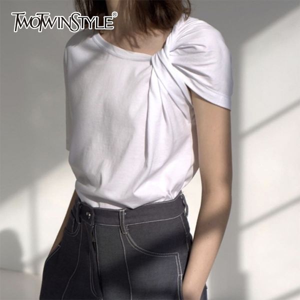 twotwinstyle ruched basic t shirt for women short sleeve big size irregular white t shirts summer fashion new clothing 210310
twotwinstyle ruched basic t shirt for women short sleeve big size irregular white t shirts summer fashion new clothing 210310