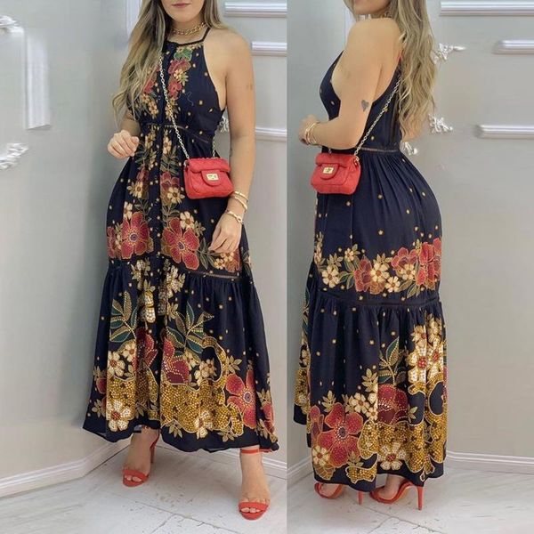 casual dresses summer women vacation dress elegant sleeveless print floral maxi, Black;gray
casual dresses summer women vacation dress elegant sleeveless print floral maxi, Black;gray