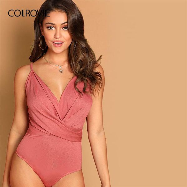 women's jumpsuits & rompers colrovie pink solid plunging neck cross wrap cami bodysuit women clothes 2021 spring fashion sleeveless clu, Black;white
women's jumpsuits & rompers colrovie pink solid plunging neck cross wrap cami bodysuit women clothes 2021 spring fashion sleeveless clu, Black;white