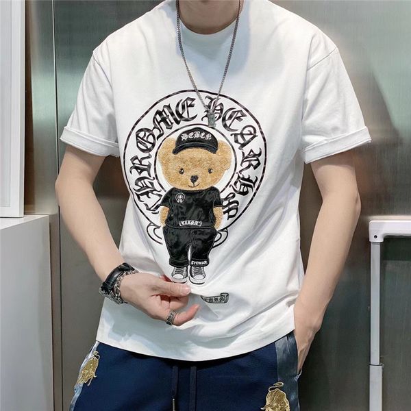 2021 summer embroidered bear ch short sleeve t-shirt for men and women, White;black
2021 summer embroidered bear ch short sleeve t-shirt for men and women, White;black