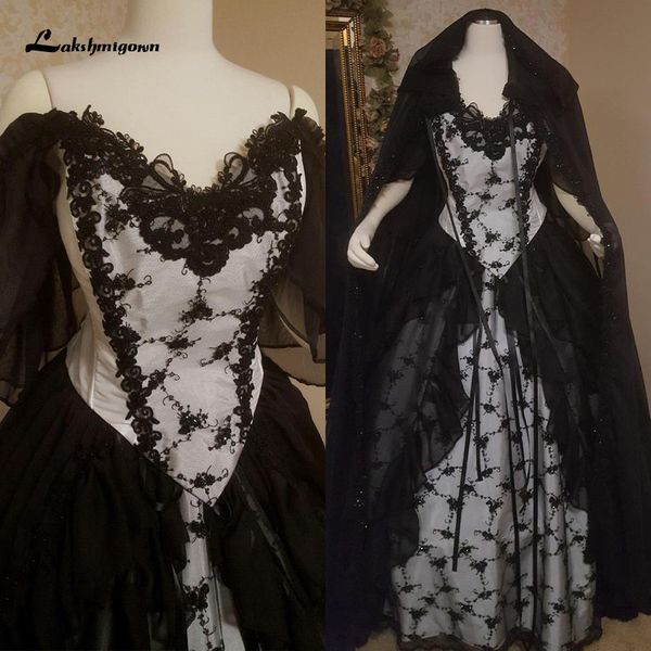 2021 new black gothic wedding es cape overskirt hiffon custom gown with tter sleeves robe de mariee od49, White
2021 new black gothic wedding es cape overskirt hiffon custom gown with tter sleeves robe de mariee od49, White