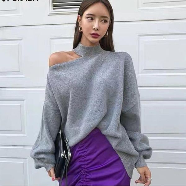women's sweaters tvvovvin korean off shoulder pullovers sweater women 2021 autumn winter irregular ladies solid color knit f262, White;black
women's sweaters tvvovvin korean off shoulder pullovers sweater women 2021 autumn winter irregular ladies solid color knit f262, White;black