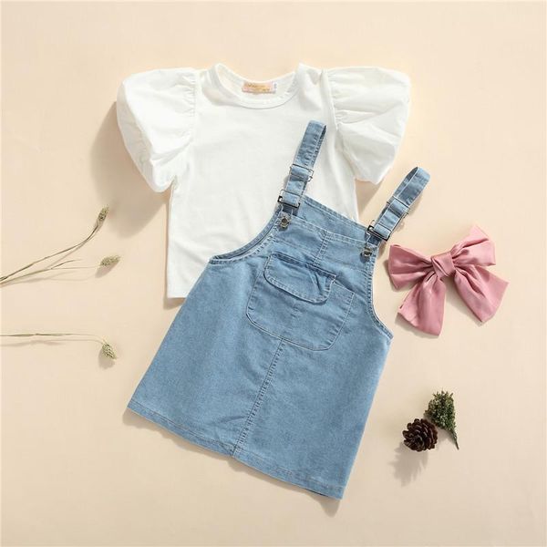 clothing sets babe girls summer sweet solid o neck puff short sleeve +suspender skirts with bow casual princess outfits children, White
clothing sets babe girls summer sweet solid o neck puff short sleeve +suspender skirts with bow casual princess outfits children, White
