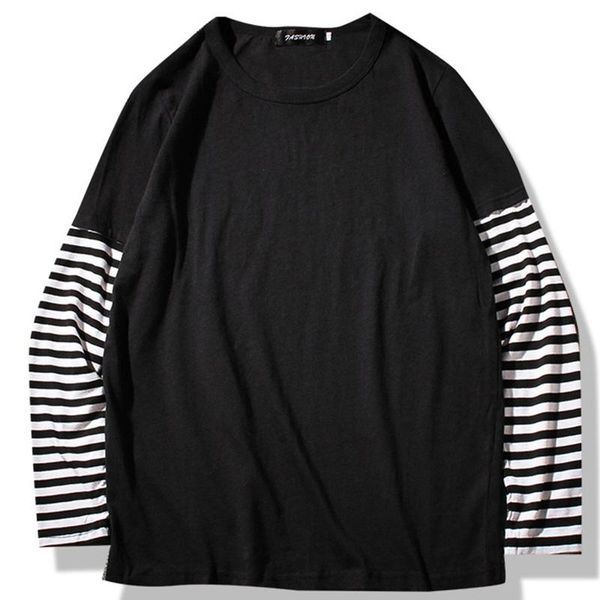 men's t-shirts 2021 spring autumn long sleeve men striped patchwork t shirts fashion casual streetwear tee, White;black
men's t-shirts 2021 spring autumn long sleeve men striped patchwork t shirts fashion casual streetwear tee, White;black