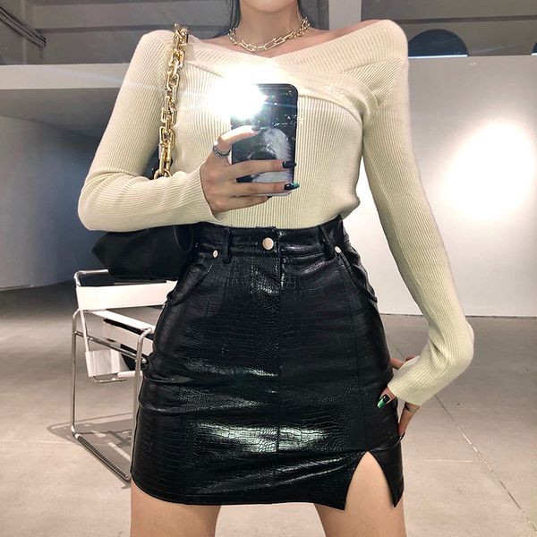 harajuku black faux leather pu mini skirt women split side high waisted short bodycon skirts ladies autumn vintage
harajuku black faux leather pu mini skirt women split side high waisted short bodycon skirts ladies autumn vintage