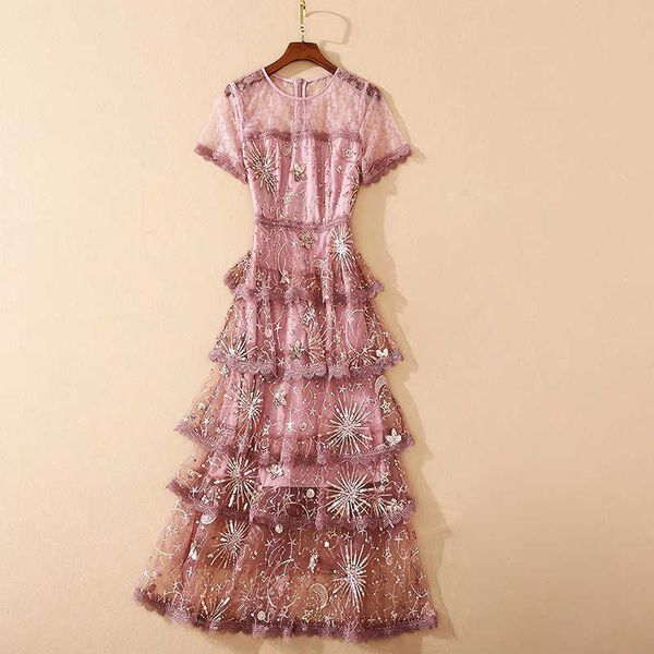 stylish fashion designer runway dress women's o-neck short sleeve ruffles sequined embroidery gauze 210526, Black;gray
stylish fashion designer runway dress women's o-neck short sleeve ruffles sequined embroidery gauze 210526, Black;gray