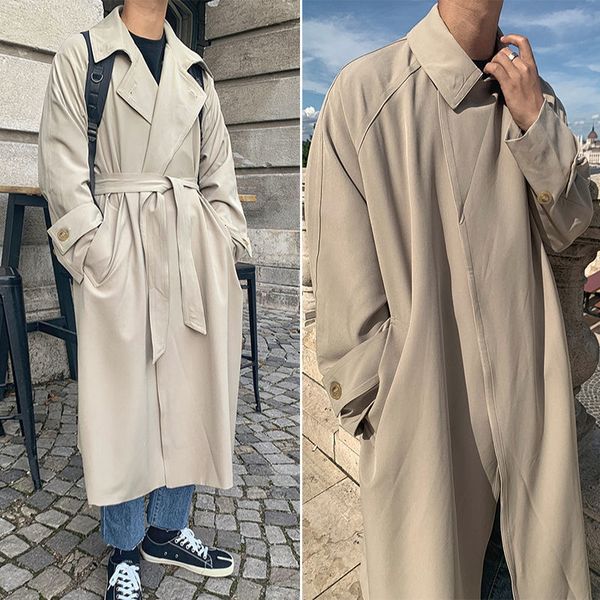 2021 new korean style oversize trench men's fashion solid color casual long coat men streetwear loose windbreaker jacket mens overcoat, Tan;black
2021 new korean style oversize trench men's fashion solid color casual long coat men streetwear loose windbreaker jacket mens overcoat, Tan;black