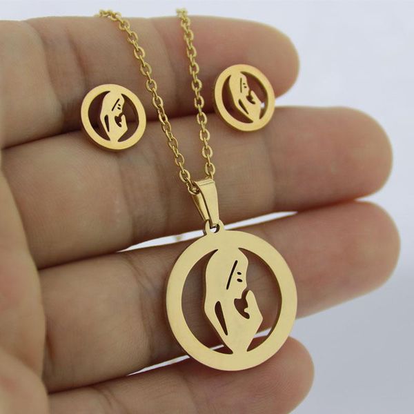 earrings & necklace 1 set gold color stainless steel jewelry sets charms religion for blessed women girls kidsearrings, Silver
earrings & necklace 1 set gold color stainless steel jewelry sets charms religion for blessed women girls kidsearrings, Silver