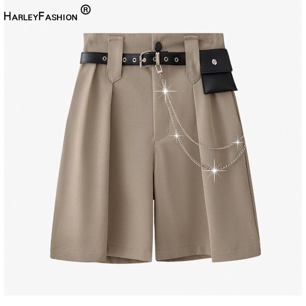 women's shorts harleyfashion women summer loose casual high waist quality straight short with belt bag collocation metal chain all matc, White;black
women's shorts harleyfashion women summer loose casual high waist quality straight short with belt bag collocation metal chain all matc, White;black