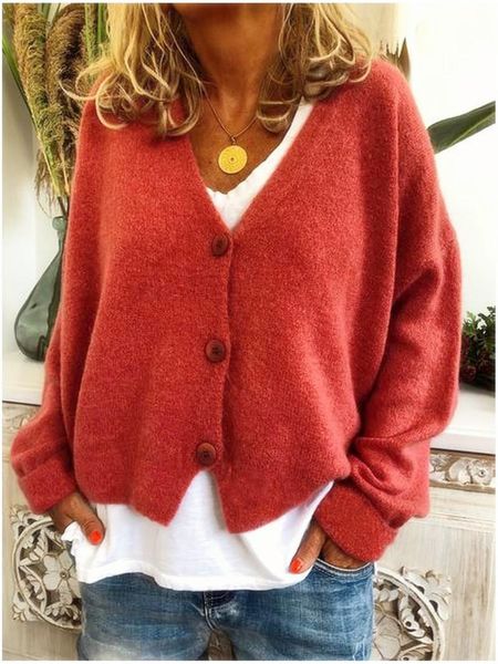 women's knits & tees autumn and winter twist button casual loose sweater knitted cardigan for women, White
women's knits & tees autumn and winter twist button casual loose sweater knitted cardigan for women, White
