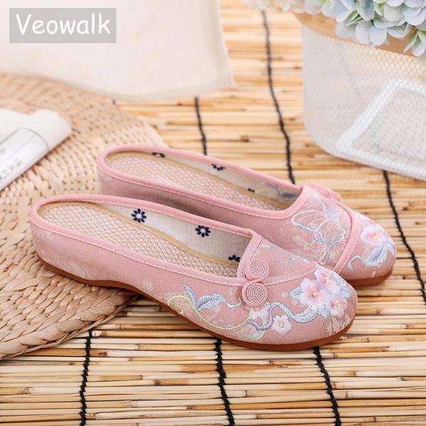 slippers veowalk summer women vintage cotton fabric flower embroidered flat mules ladies soft comfortable casual close toe, Black
slippers veowalk summer women vintage cotton fabric flower embroidered flat mules ladies soft comfortable casual close toe, Black