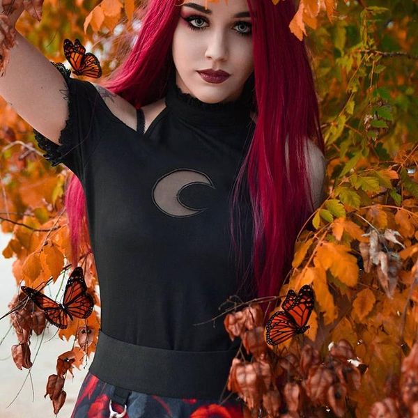 women's t-shirt goth girl off shoulder black halter punk moon hollow out bodycon streetwear women backless basic tees harajuku, White
women's t-shirt goth girl off shoulder black halter punk moon hollow out bodycon streetwear women backless basic tees harajuku, White