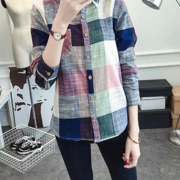 autumn ladies long sleeve blouse casual patchwork shirts, White 
autumn ladies long sleeve blouse casual patchwork shirts, White