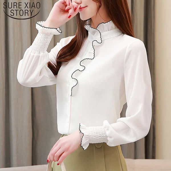 autumn fashion long sleeve chiffon women blouse solid ruffles casual slim women shirts women include sling 6634 50 210527, White
autumn fashion long sleeve chiffon women blouse solid ruffles casual slim women shirts women include sling 6634 50 210527, White