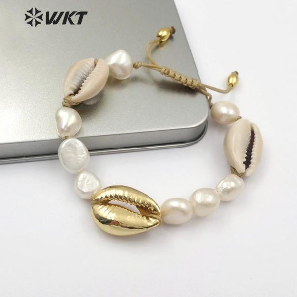 charm bracelets wt-b455 natural freshwater pearl bracelet shell with gold dipped one handmade beads dainty jewelry, Golden;silver
charm bracelets wt-b455 natural freshwater pearl bracelet shell with gold dipped one handmade beads dainty jewelry, Golden;silver