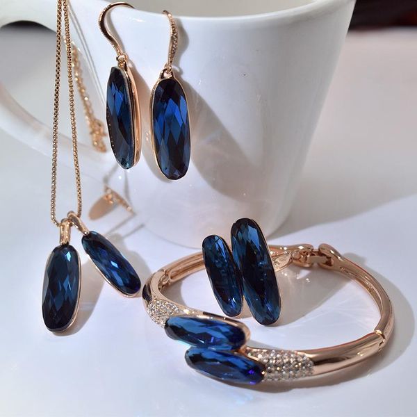 earrings & necklace fashion crystal set temperament female clavicle chain atmosphere bracelet ring gift, Silver
earrings & necklace fashion crystal set temperament female clavicle chain atmosphere bracelet ring gift, Silver