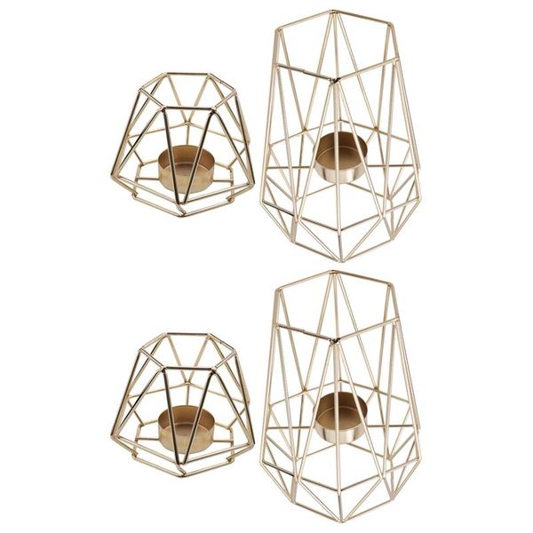 candle holders set of 4 gold geometric metal tealight for living room & bathroom decorations - centerpieces
candle holders set of 4 gold geometric metal tealight for living room & bathroom decorations - centerpieces