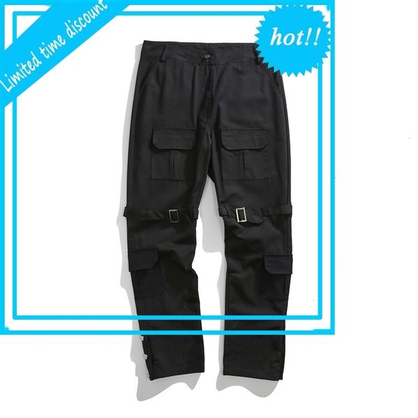new multi-pockets knee buttoned straight cargo men and women ankle button loose casual trousers hip hop baggy track pants, Black
new multi-pockets knee buttoned straight cargo men and women ankle button loose casual trousers hip hop baggy track pants, Black