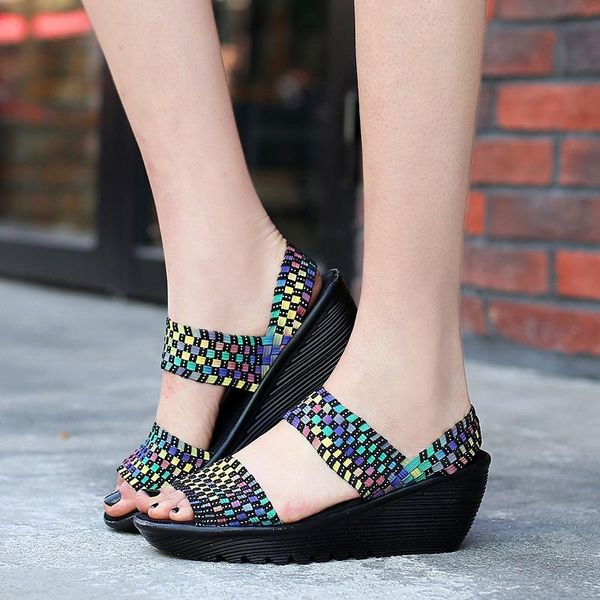 dress shoes knitted pu sandals shake women's heels muffin hollow low-platform stretch elastic band dance, Black
dress shoes knitted pu sandals shake women's heels muffin hollow low-platform stretch elastic band dance, Black