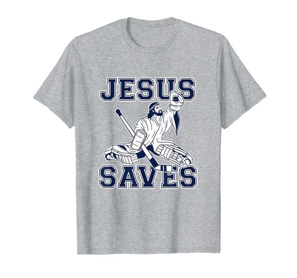 funny hockey shirt - jesus saves shirt - goalie shirt, White;black 
funny hockey shirt - jesus saves shirt - goalie shirt, White;black