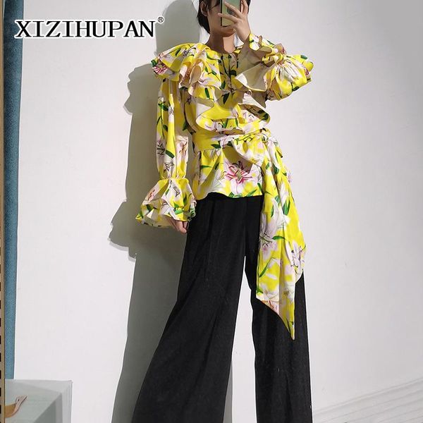 women's blouses & shirts xizihupan floral print frill trim shirt for women round neck long sleeve patchwork bowknot female summer 2021, White
women's blouses & shirts xizihupan floral print frill trim shirt for women round neck long sleeve patchwork bowknot female summer 2021, White