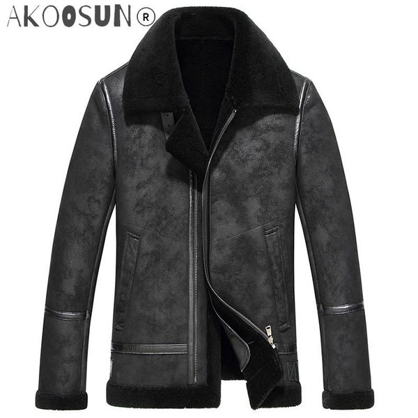 men's leather & faux akoosun genuine jacket real pure natural wool fur coat winter men sheepskin jackets 8721 my750, Black
men's leather & faux akoosun genuine jacket real pure natural wool fur coat winter men sheepskin jackets 8721 my750, Black