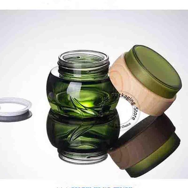 3pcs/lot 50g cosmetic empty jar glass cream jars 50ml green facial cream bottle refillable small glass container with bamboo lid
3pcs/lot 50g cosmetic empty jar glass cream jars 50ml green facial cream bottle refillable small glass container with bamboo lid