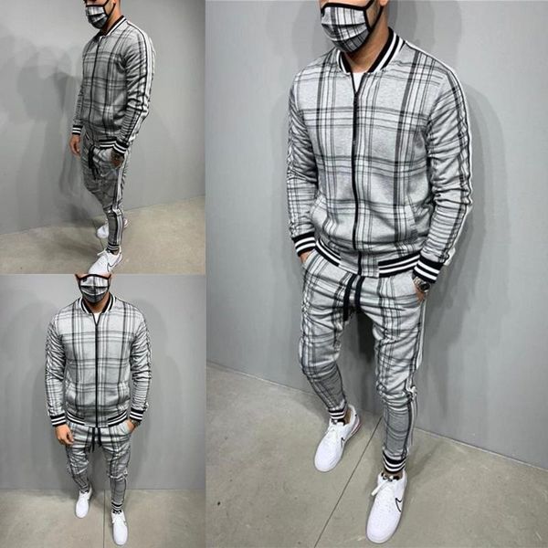 men's tracksuits men plaid printed loose zipper jacket pant suit fashion long sleeve tracksuit full set coat pants gyms casual sportsui, Gray
men's tracksuits men plaid printed loose zipper jacket pant suit fashion long sleeve tracksuit full set coat pants gyms casual sportsui, Gray