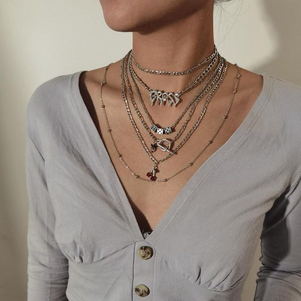 timeonly trendy letter dice beads multilayer pendant necklace rhinestone strawberry cherry choker necklaces for women jewellery, Silver
timeonly trendy letter dice beads multilayer pendant necklace rhinestone strawberry cherry choker necklaces for women jewellery, Silver