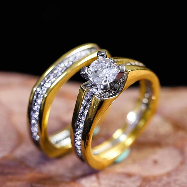 cluster rings 2pcs luxury gold color ring set for women shining white zircon couple wedding engagement anniversary gift jewelry, Golden;silver
cluster rings 2pcs luxury gold color ring set for women shining white zircon couple wedding engagement anniversary gift jewelry, Golden;silver