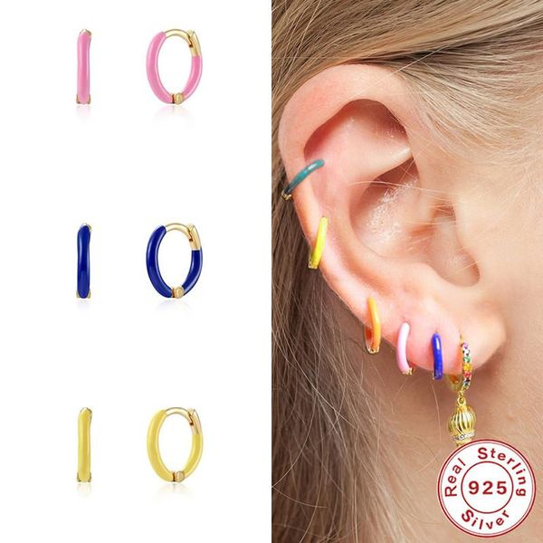 hoop & huggie canner 925 silver women's round earrings colorful enamel ear piercing circle jewelry accessories pendientes, Golden;silver 
hoop & huggie canner 925 silver women's round earrings colorful enamel ear piercing circle jewelry accessories pendientes, Golden;silver