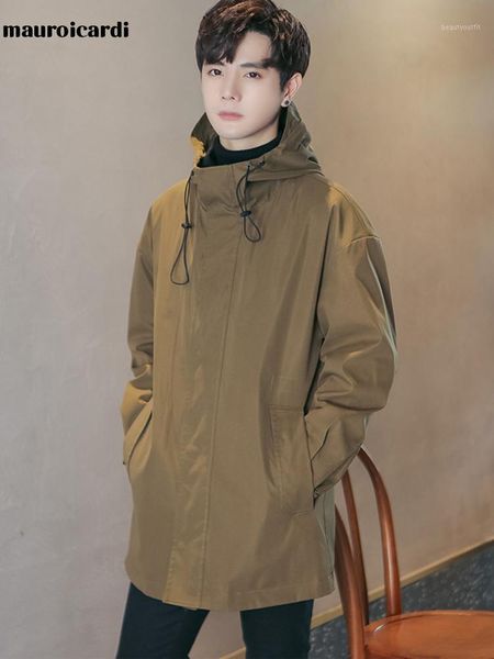 men's trench coats mauroicardi autumn black waterproof windbreaker fashion men with hood zipper long sleeve cool zip up jacket for styl, Tan;black
men's trench coats mauroicardi autumn black waterproof windbreaker fashion men with hood zipper long sleeve cool zip up jacket for styl, Tan;black