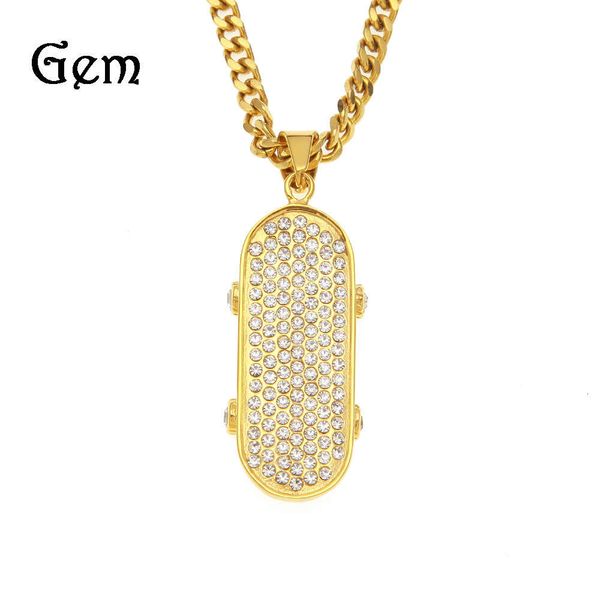 hip hop jewelry color preserved electroplating stainless steel full drill skateboard pendant men's scooter pendant, Silver
hip hop jewelry color preserved electroplating stainless steel full drill skateboard pendant men's scooter pendant, Silver