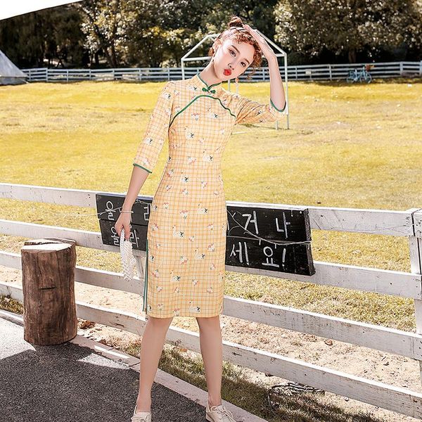 ethnic clothing yellow women plaid print animal qipao dresses slim 3/4 sleeve mid-length velour cheongsam skirt mandarin collar chinese dres, Red
ethnic clothing yellow women plaid print animal qipao dresses slim 3/4 sleeve mid-length velour cheongsam skirt mandarin collar chinese dres, Red