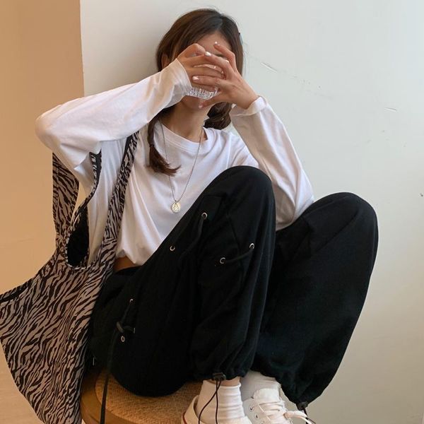 women's pants & capris design sense autumn and winter fashionable loose tappered slimming versatile small ulzzang sports rac, Black;white
women's pants & capris design sense autumn and winter fashionable loose tappered slimming versatile small ulzzang sports rac, Black;white