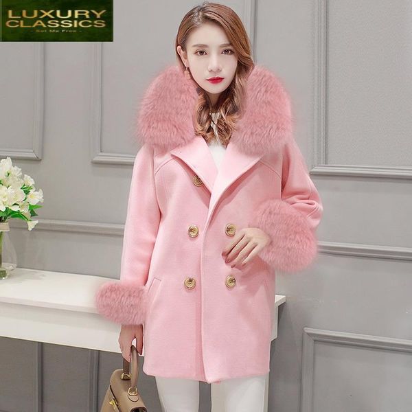 women's wool & blends women 2021 winter coat fur collar jacket thick warm elegant ladies clothes autumn coats casaco feminino lwl690, Black
women's wool & blends women 2021 winter coat fur collar jacket thick warm elegant ladies clothes autumn coats casaco feminino lwl690, Black