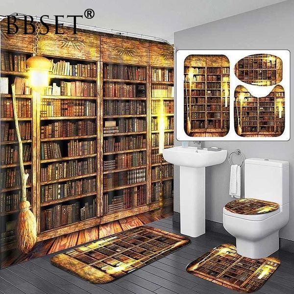 old retro study wooden bookshelf pattern bathroom shower curtain anti-slip kitchen bath mat toliet rug bathroom set
old retro study wooden bookshelf pattern bathroom shower curtain anti-slip kitchen bath mat toliet rug bathroom set