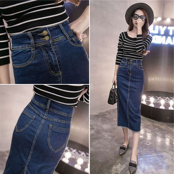 2021high waist mid denim half length with split elastic buttocks and slim one step skirt children 2021 new, Blue
2021high waist mid denim half length with split elastic buttocks and slim one step skirt children 2021 new, Blue