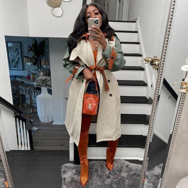 women's trench coats classic autumn winter women coat long outerwear fashion color block stitching sleeve double-breasted windbreakers, Tan;black
women's trench coats classic autumn winter women coat long outerwear fashion color block stitching sleeve double-breasted windbreakers, Tan;black