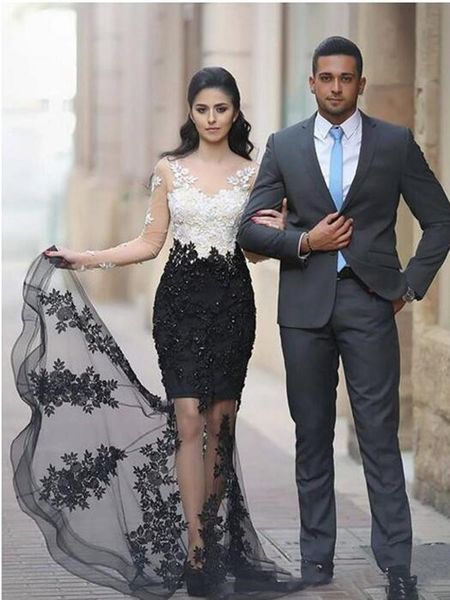 party dresses white and black evening dress 2021 vestidos de transparent long sleeve beads appliques lace mermaid formal prom gowns, White;black
party dresses white and black evening dress 2021 vestidos de transparent long sleeve beads appliques lace mermaid formal prom gowns, White;black